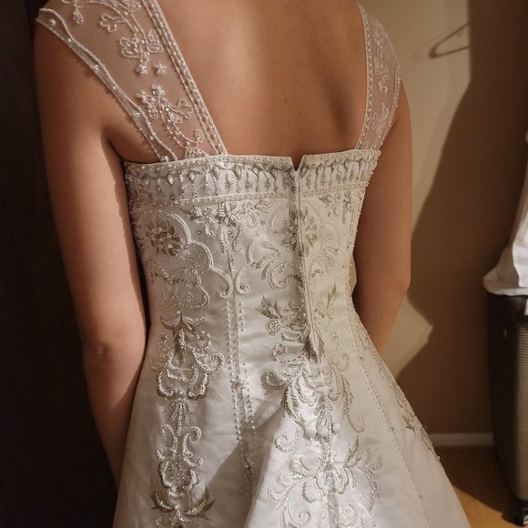 Wedding Dress David's Bridal Mary's Size S/M White - Picture 12 of 16